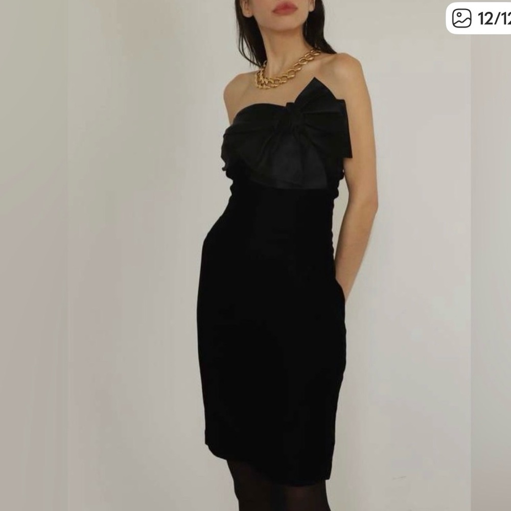 Angel Sanchez Elegant Black Strapless Dress